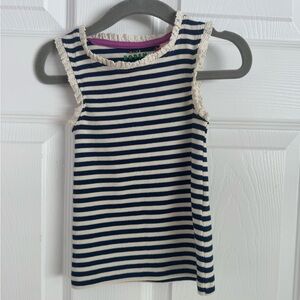 Mini Boden Navy and Cream Striped Tank Top